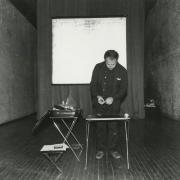 print IRC.2012.02876 showing Stewart Sherman's untitled performance at the Mattress Factory, 1983.